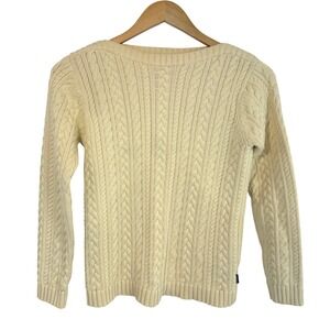 Lauren Ralph Lauren Cable Knit Sweater Petite P Butter Yellow Cotton Preppy‎